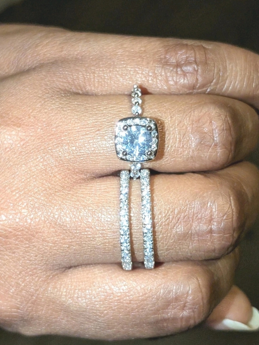 925 Silver 4ct Lab-Created Princess Cut Diamond Wedding Ring Set For Women Sz 8 - Picture 12 of 17